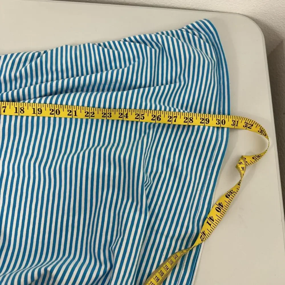 Michael Kors Top Shirt Womens 3X Blue White Striped Cold Shoulder Side Zip‎